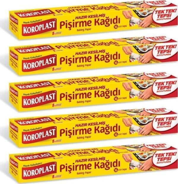 Koroplast Hazır Kesilmiş Pişirme Kağıdı 16 Adet 42 x 37 CM x 5 Paket - Image 1