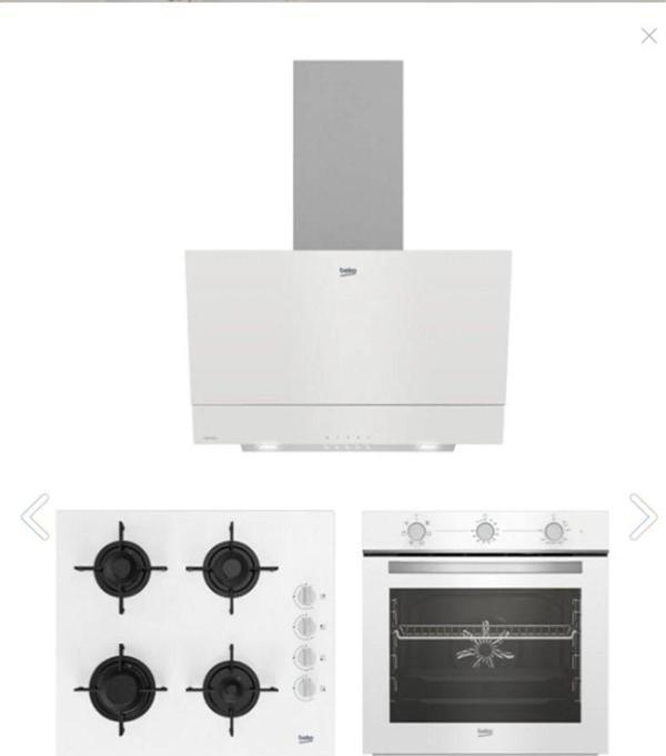 Beko Beyaz Cam Avantaj Ankastre Set - 3’lü Ankastre Set Fırın + Ocak + Davlumbaz - Image 1