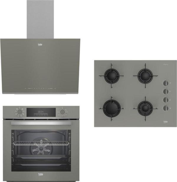 Beko Manhattan Gri Cam Buhar Destekli 3'lü Ankastre Set (FIRIN+OCAK+DAVLUMBAZ) - Image 1