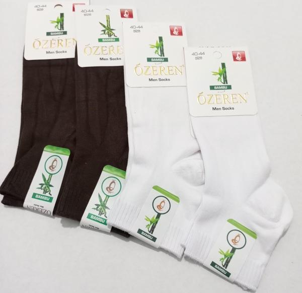 ERKEK BAMBU DİKİŞSİZ YIKANMIŞ ÇORAP 4'LÜ KAHVE-BEYAZ - Image 1