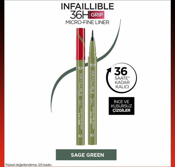 L'Oréal Paris Infaillible 36H Grip Micro Fine Eyeliner 05 Sage Green - Image 1