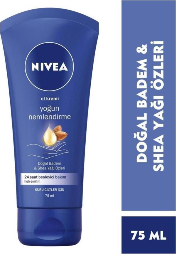 Yoğun Nemlendirici El Bakım Kremi 75ml, Doğal Badem, Shea Yağı, Koruyucu, Besleyici, Kuru Ciltler - Image 1