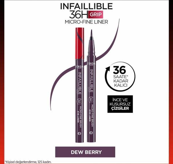 L'Oréal Paris Infaillible 36H Grip Micro Fine Eyeliner 04 Dew Berry - Image 1