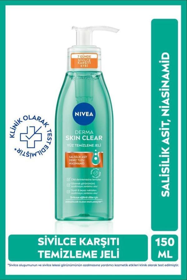Derma Skin Clear Sivilce Karşıtı Yüz Temizleme Jeli 150ml, Gözenek Arındırıcı, Yağlı ve Karma Cilt - Image 1