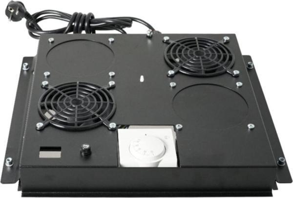 2'li Rack Kabinet Fan Modülü Termostatlı Ral 9005 Siyah - Image 1