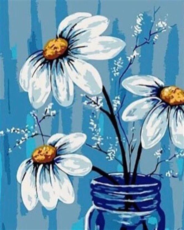 Pastelya Sayılarla Boyama Seti Rulo Çerçevesiz Papatyalar 2 - Image 1