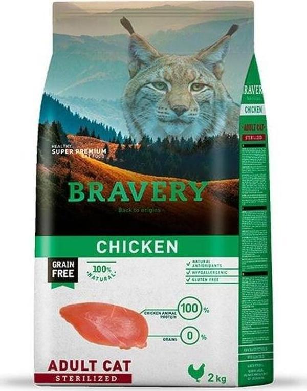 Bravery Tavuklu Tahılsız Kısılaştırılmış Kedi Maması 7 Kg - Image 1