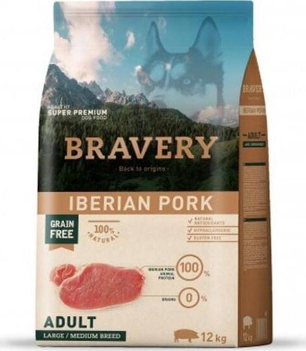 Bravery Orta ve Büyük Irk Domuzlu Tahılsız Yetişkin Köpek Maması 12 Kg - Image 1