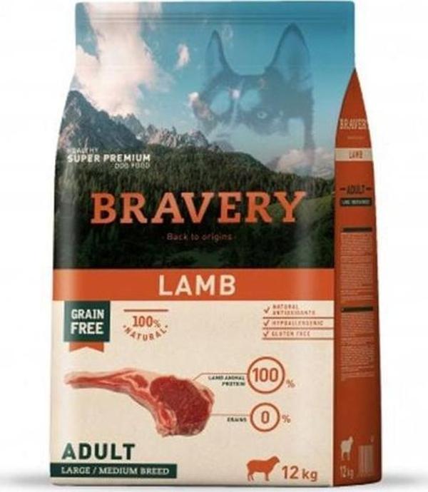 Bravery Orta ve Büyük Irk Kuzulu Tahılsız Yetişkin Köpek Maması 12 Kg - Image 1