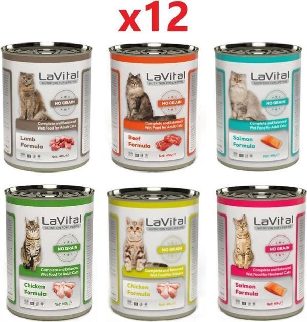 LaVital Tahılsız Karışık Kedi Konservesi Püre 400 Gr X 12 Adet - Image 1