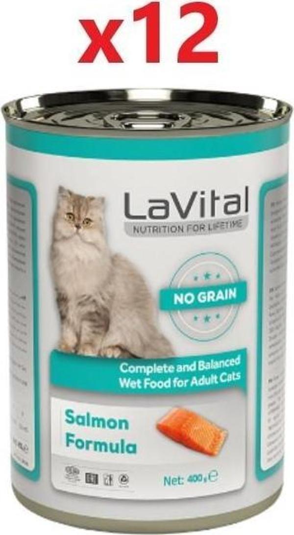 LaVital Tahılsız Somonlu Yetişkin Kedi Konservesi Püre 400 Gr X 12 Adet - Image 1