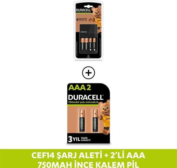 Duracell CEF 14 Şarj Aleti + 2 AA ve 2 AAA Pil+2 Şarj Edilebilir AAA 750mAh Pil - Image 1