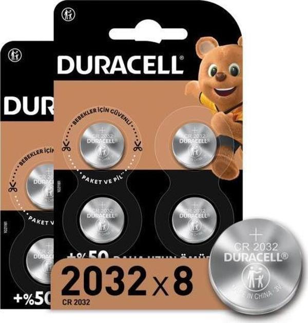 Duracell Özel 2032 Lityum Düğme Pil 3V, 8 Li Paket (CR2032) - Image 1