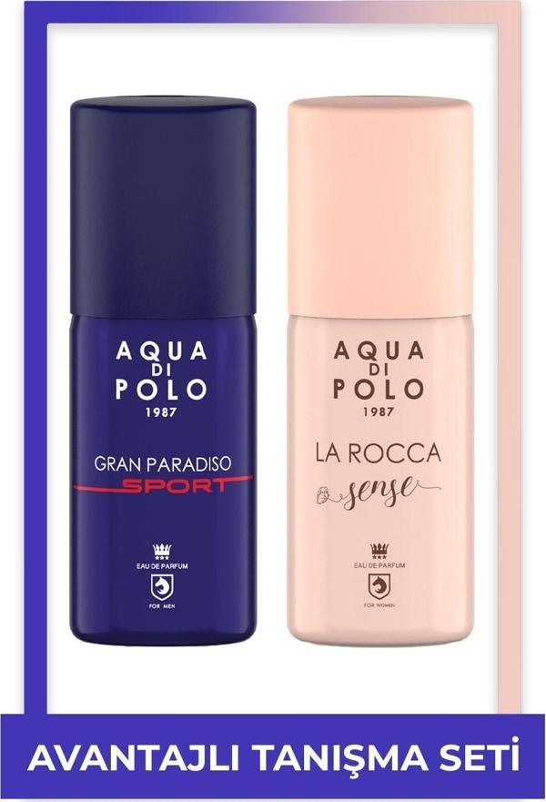 Aqua Di Polo 1987 La Rocca Sense Edp & Gran Paradiso Sport 100 ml 2'li Kadın Erkek Parfüm Seti - Image 1