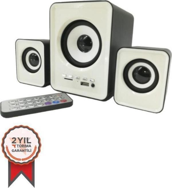 TORİMA D23 Beyaz Bluetooth Hoparlör 3.5mm Jack Kablolu Bilgisayar Hoparlörü - Image 1