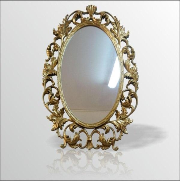 M3Decorium 103Cm Gold Altın Sarı Yaldız İşlemeli Oymalı Desenli Rustik Ahşap Görünümlü Duvar Boy Aynası - Image 1