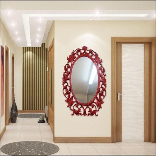 M3Decorium 103Cm İşlemeli Desenli Büyük Kapı Yanı Salon Rustik Boy Aynası - Image 1