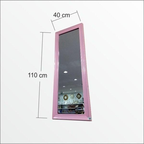 M3Decorium 110Cm Pudra Pembe Çerçeveli Salon Antre Banyo Duvar Boy Aynası - Image 1