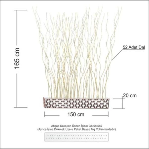 M3Decorium 150Cm Geniş Saksı Altıköşe Desen Dal Oda Bölme Seperatör Paravan - Image 1