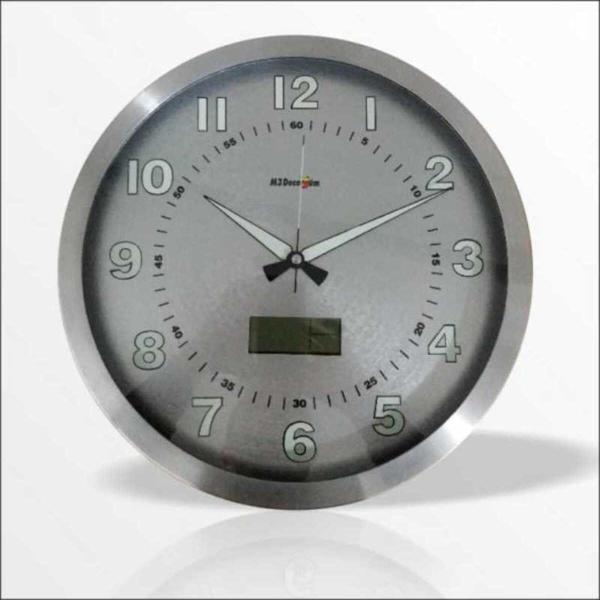 M3Decorium 40Cm Kaliteli Fosforlu Termometreli Tarih Göstergeli Duvar Saati - Image 1
