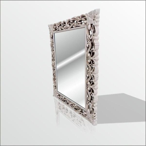 M3Decorium 45X60Cm Eskitme Rustik İşlemeli Krem Boy Banyo Duvar Salon Aynası - Image 1