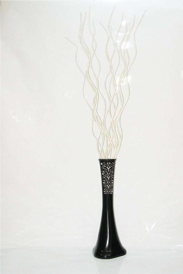 M3Decorium 60 cm Siyah Desenli Vazo 15 Adet Krem Dal - Image 1