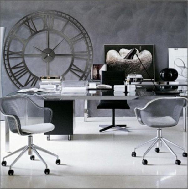 M3Decorium Büyük Dev 120 Cm Çapında Siyah Roma Rakkamlı Mdf Duvar Saati - Image 1