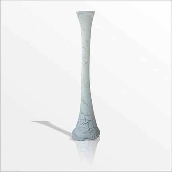 M3Decorium Çatlatma Beyaz Fil Ayağı Devrilmez Cam Vazo 60 Cm - Image 1