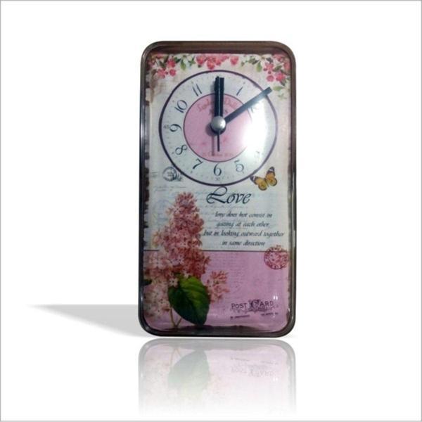 M3Decorium Love Pembe Kelebekli Çiçekli Buzdolabı Duvar Saati - Image 1