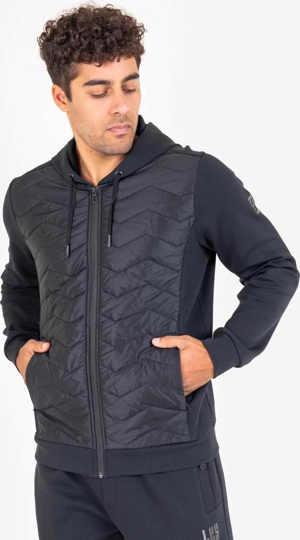 Lescon 23NTES001154633 Siyah Erkek Fermuarlı Kapüşonlu Sweatshirt 23N-1154 - Image 1