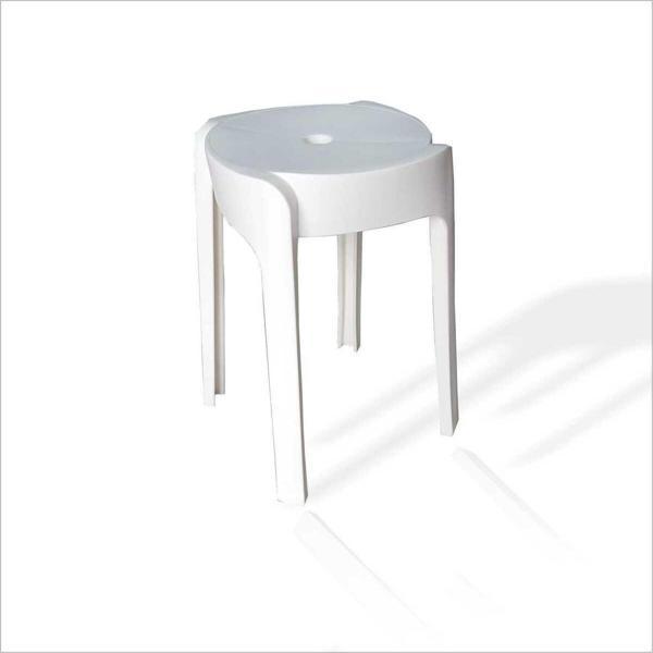 M3Decorium Beyaz Büyük Geniş Sağlam Kırılmaz Hafif 45 Cm Banyo Balkon Mutfak Bahçe Tuvalet Küvet Oturak Taburesi - Image 1