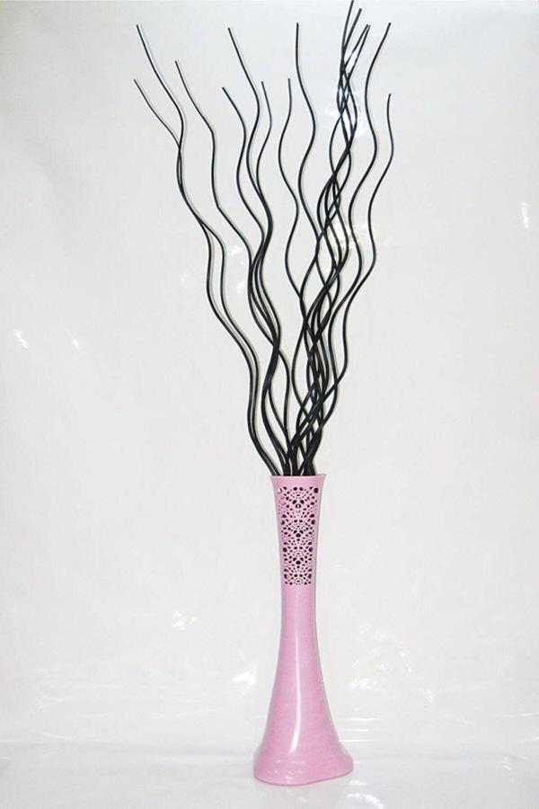 M3Decorium Pembe Desenli Vazo ve Siyah Dal 15 Adet - Image 1