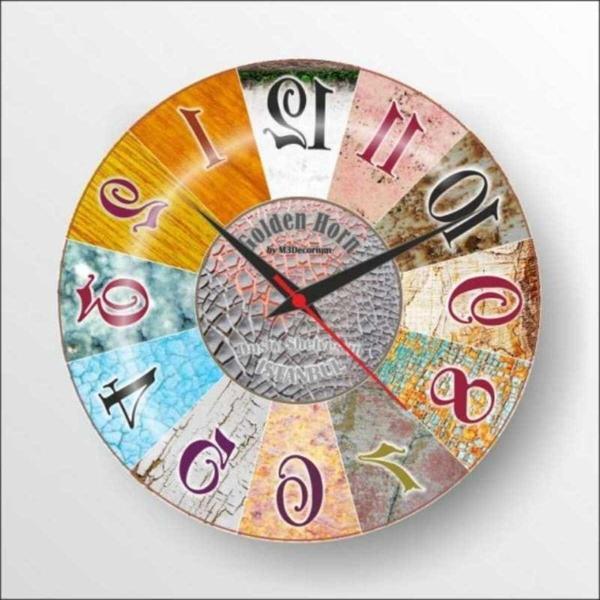 M3Decorium Renkli Ters Çalışan Aynadan Okunan 35Cm Bombe Camlı Duvar Saati - Image 1