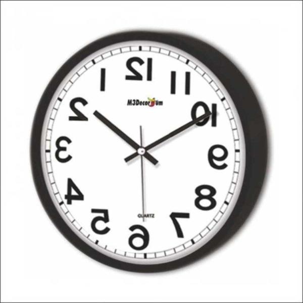M3Decorium Siyah Çerçeve Ters Çalışan 22Cm Aynadan Okunan Kalın Duvar Saati - Image 1