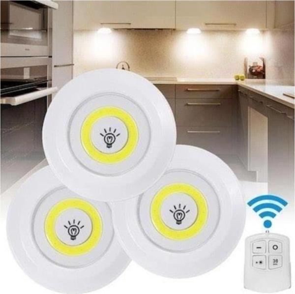 Ulbay Uzaktan Kumandalı Kablosuz 3'lü Led Spot Lambalar - Image 1