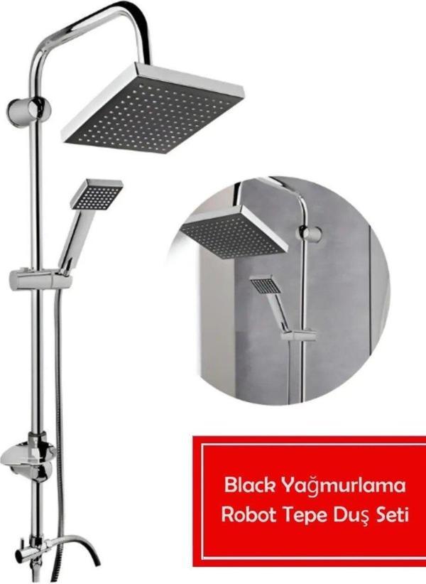 Toptanfoni Robot Tepe Duş Sistemi Çok Fonksiyonlu Yağmurlama Duş Seti Siyah - Image 1