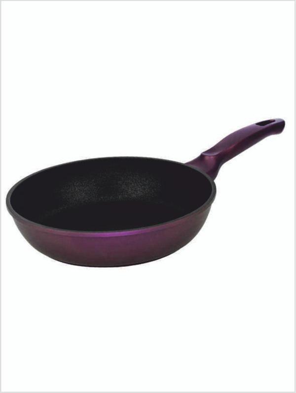 M3Decorium Ocakta Kullanılabilen Büyük 2,6 Litre 26 Cm Isıya Direnç Kulplu Kalın Döküm Mor Wok Wog Vog Vok Tava - Image 1
