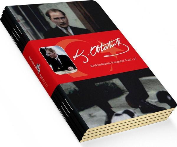 Atatürk Renklendirilmiş Fotoğraflar Defter Seti 4 - Çizgisiz - 64 Sayfa - 10,5x14cm - Image 1