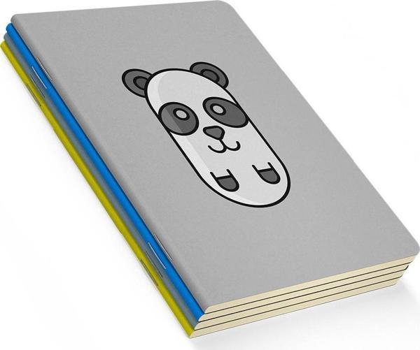 Cute Animals 4'lü Defter Seti - Panda, Köpek, Civciv, Fil - Düz Çizgili - 64 Sayfa - 14x21cm - Image 1