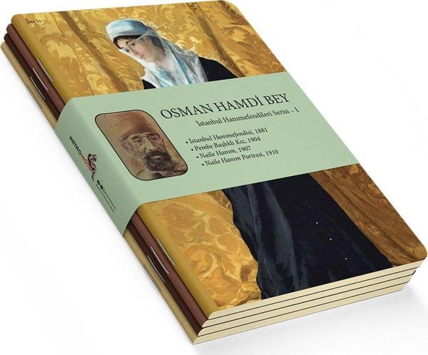 Osman Hamdi Bey 4'lü Defter Seti 1 - Istanbul Hanımefendileri 1 - Çizgisiz - 64 Sayfa - 14x21cm - Image 1