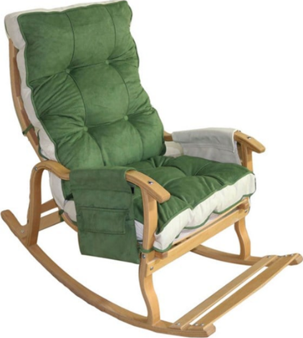 Reyo Home Asos Lüks Çift Minderli Sallanan Sandalye Tv Koltuğu Yeşil/Krem - Image 1