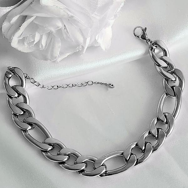 Gümüş Renk Şavin Kuşgözü Unisex Erkek Çelik Bileklik -  3010 - Image 1