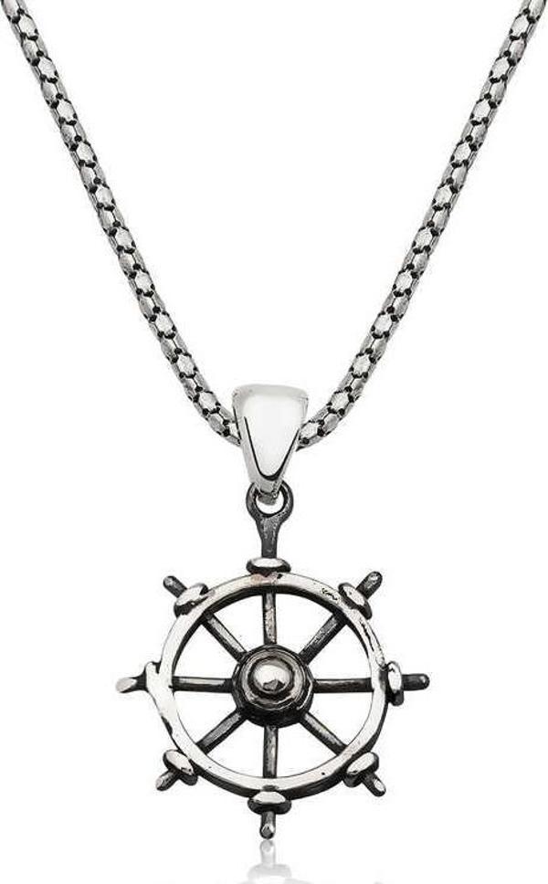 ​925 Ayar Gümüş Gemi Dümeni Kolye - Image 1