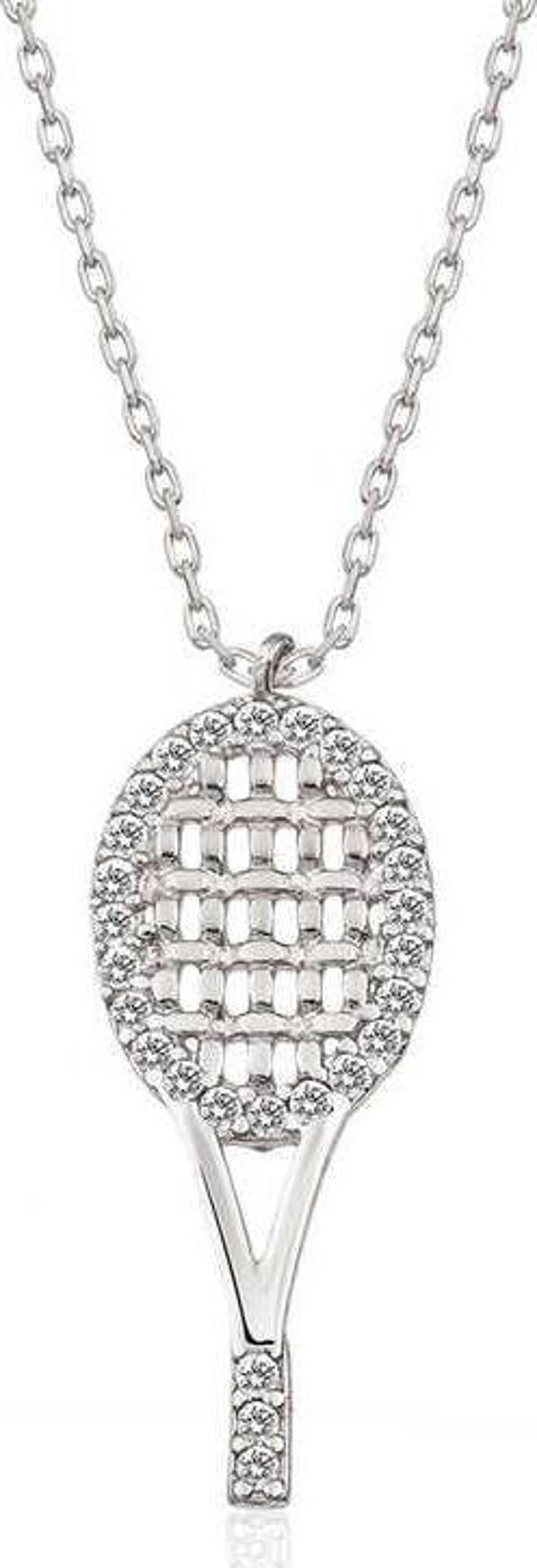 ​925 Ayar Gümüş Tenis Raketi Kadın Gümüş Kolye - Image 1