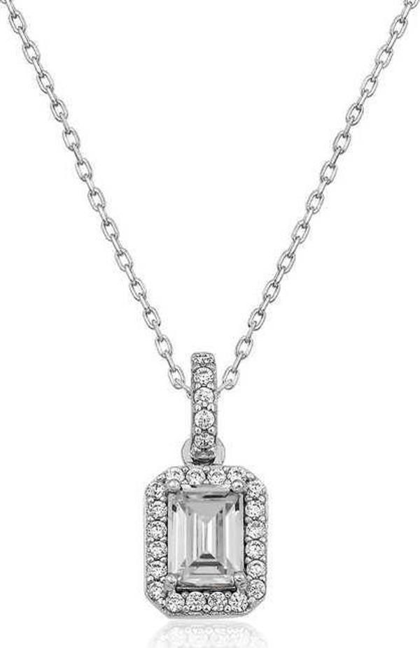 925 Ayar Gümüş Baget Taşlı Kadın Gümüş Kolye - Image 1