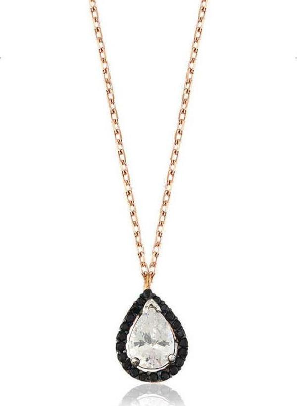 925 Ayar Gümüş Beyaz Damla Kadın Gümüş Kolye - Image 1