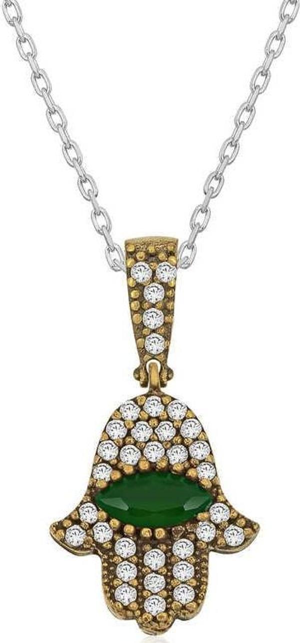 925 Ayar Gümüş Fatma Eli Otantik Bayan Gümüş Kolye - Image 1