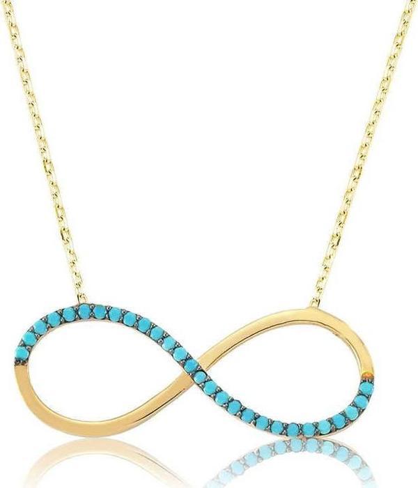 925 Ayar Gümüş Firuze Taşlı Sonsuzluk Kadın Gümüş Kolye - Image 1