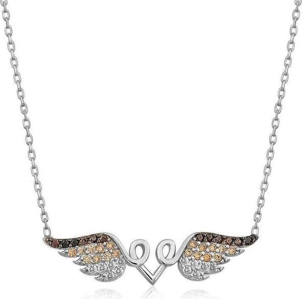 925 Ayar Gümüş Kanatlı Kalp Kadın Gümüş Kolye - Image 1