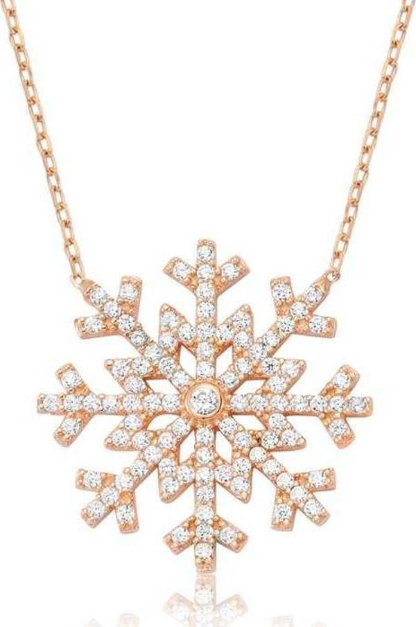 925 Ayar Gümüş Kar Tanesi Kadın Gümüş Kolye - Image 1